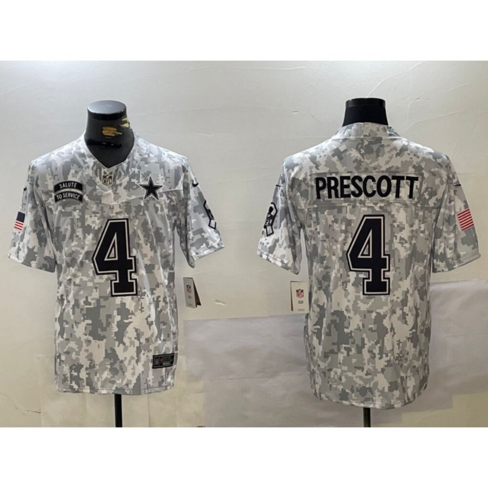 4 Dak Prescott Salute to Service Stitched Jersey